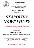 Wykład Stowarzyszenia Kulturowy Gościniec i MOKu pt. Starówka Nowej Huty