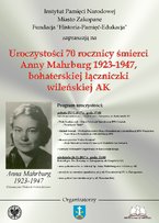 70. rocznica śmierci Anny Mahrburg
