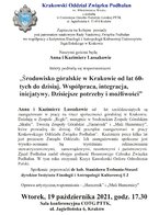 „Środowisko góralskie w Krakowie od lat 60- tych do dzisiaj. Współpraca, integracja, inicjatywy. Dzisiejsze potrzeby i możliwości"