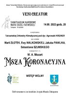 VENI CREATOR. Uroczysty koncert z okazji 25-lecia konsekracji Narodowego Sanktuarium Matki Bożej Fatimskiej na Krzeptówkach