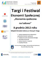 Festiwal i Targi Ekonomii Społecznej pt. „Ekonomia społeczna na ludowo”